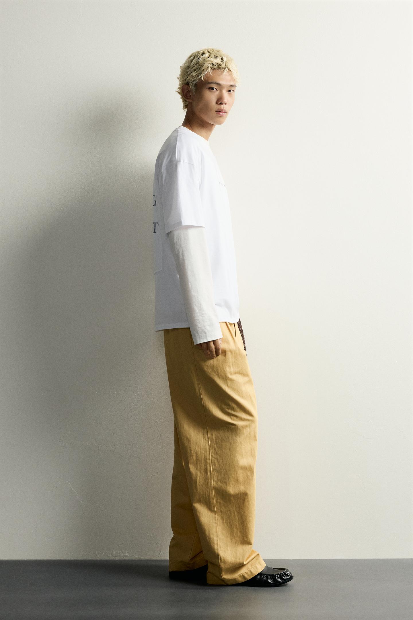 Мужская футболка Zara Relaxed Fit Printed Patch, цвет: Белый — фото 4