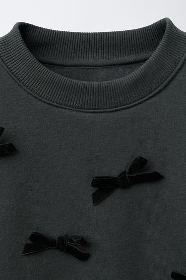 SWEAT À LACETS EN VELOURS - Gris anthracite de Zara - Image 2