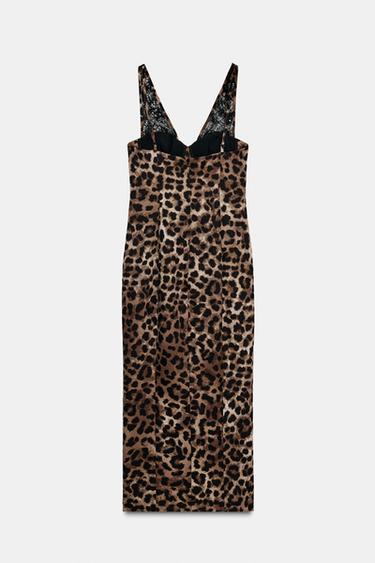 ROBE MI-LONGUE À IMPRIMÉ ANIMALIER AVEC DENTELLE - Leopard de Zara - Image 8