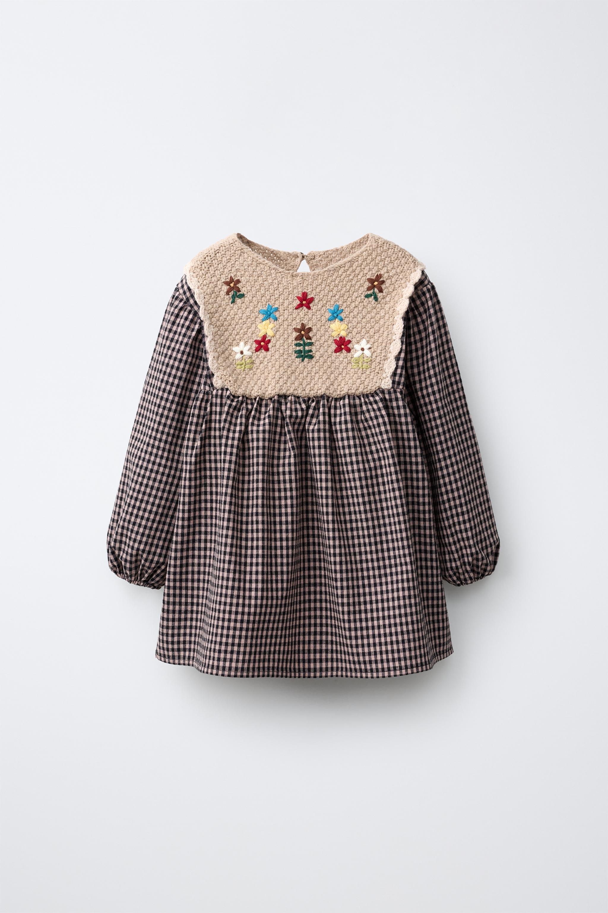 ROBE À CARREAUX EN MAILLE COMBINÉE