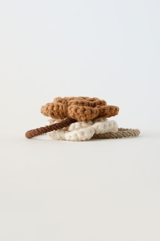 2PACK OF FLORAL CROCHET HAIR TIES Ecru ZARA United Kingdom