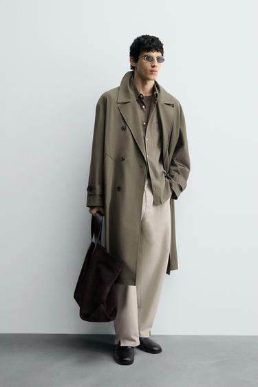 FLOWING OVERSIZE FIT TRENCH COAT - Taupe grey by Zara