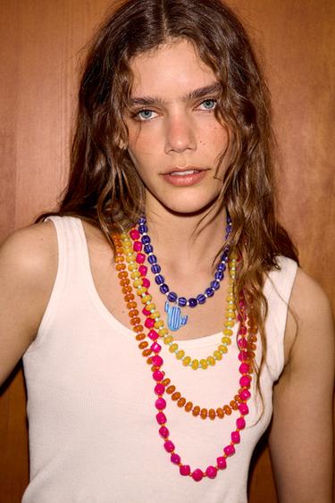 Zara PACK OF 4 BEADED CACTUS NECKLACES - Multicolored - Image 0