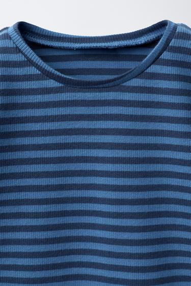 WOVEN STRIPE T-SHIRT - Blue by Zara - Image 2
