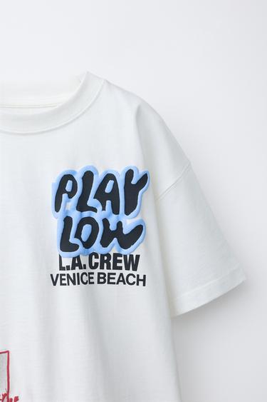T-SHIRT WITH RAISED PRINT - White by Zara - Image 2