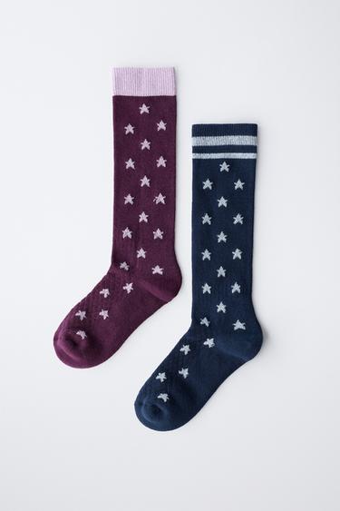 LOT DE DEUX CHAUSSETTES HAUTES À ÉTOILES - Bleu de Zara - Image 3