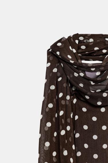 RUFFLED HALTER NECK TOP WITH DOTS - brown/white by Zara - Image 7