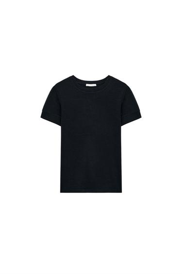 МИНИМАЛИСТИЧНАЯ ФУТБОЛКА С КОРОТКИМИ РУКАВАМИ — МОРСКОЙ СИНИЙ от Zara