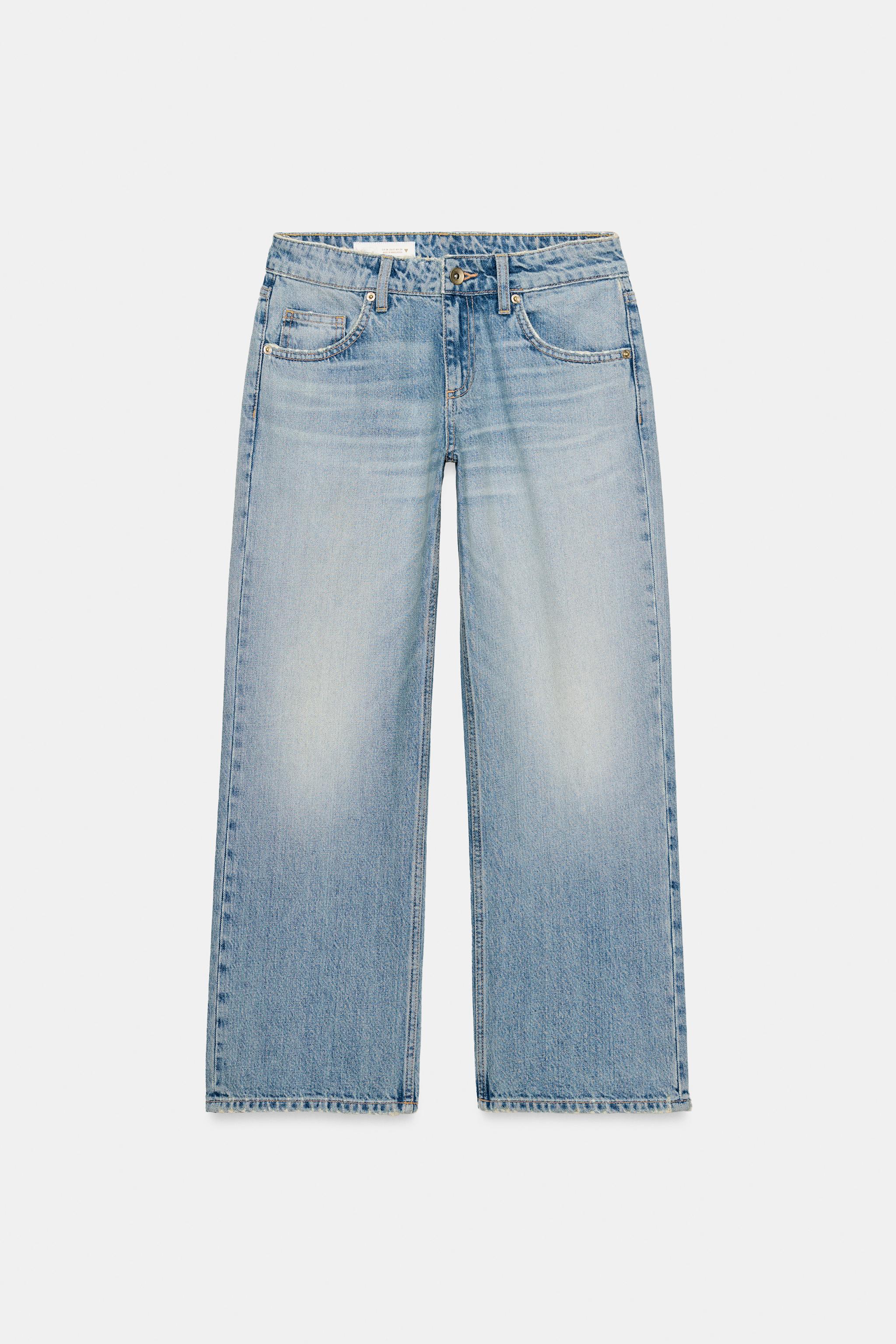 TRF LOW RISE CROPPED WIDE LEG JEANS - Blue | ZARA United States