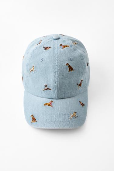 DENIM CAP WITH DOG EMBROIDERY — Blue 1