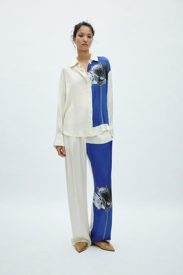 ZW COLLECTION PRINTED SHIRT - Ecru / Blue by Zara - Image 0