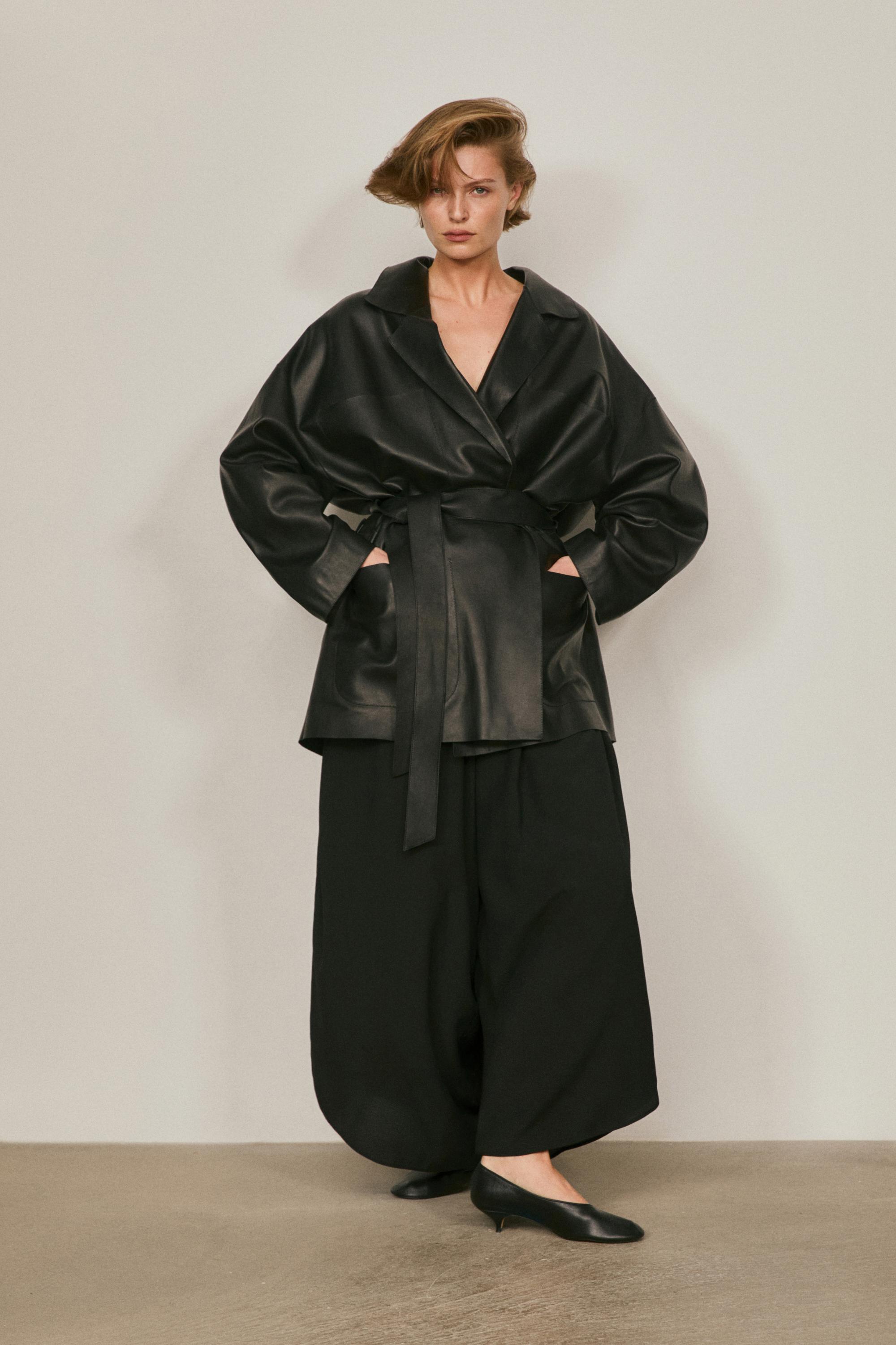 Long nappa leather jacket with tie - LIMITED EDITION