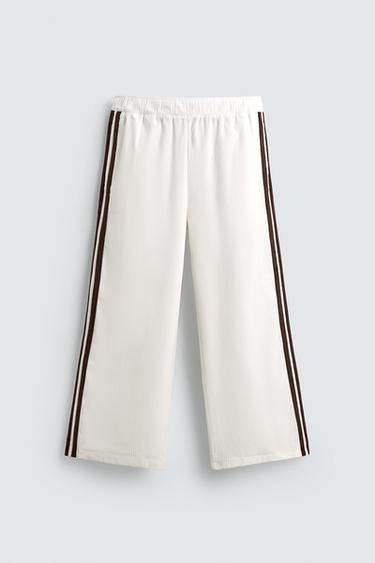 Zara STRUCTURED SIDE STRIPE JOGGER PANTS - Ecru