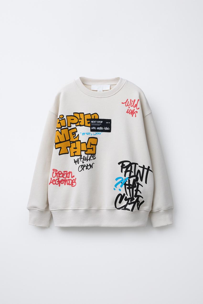 Sweat Col Rond Coton Biologique Made In France - Gris Chine imprimé et