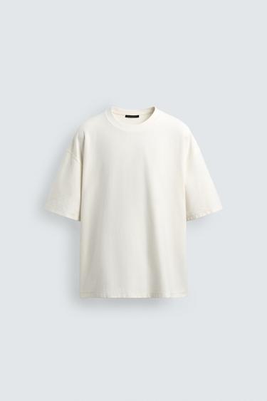 БАЗОВА ТЕКСТУРОВАНА ФУТБОЛКА - Сірувато-білий Zara