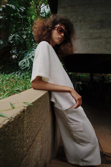 SHORT SLEEVE SWEATSHIRT - Oyster-white by Zara - Image 2