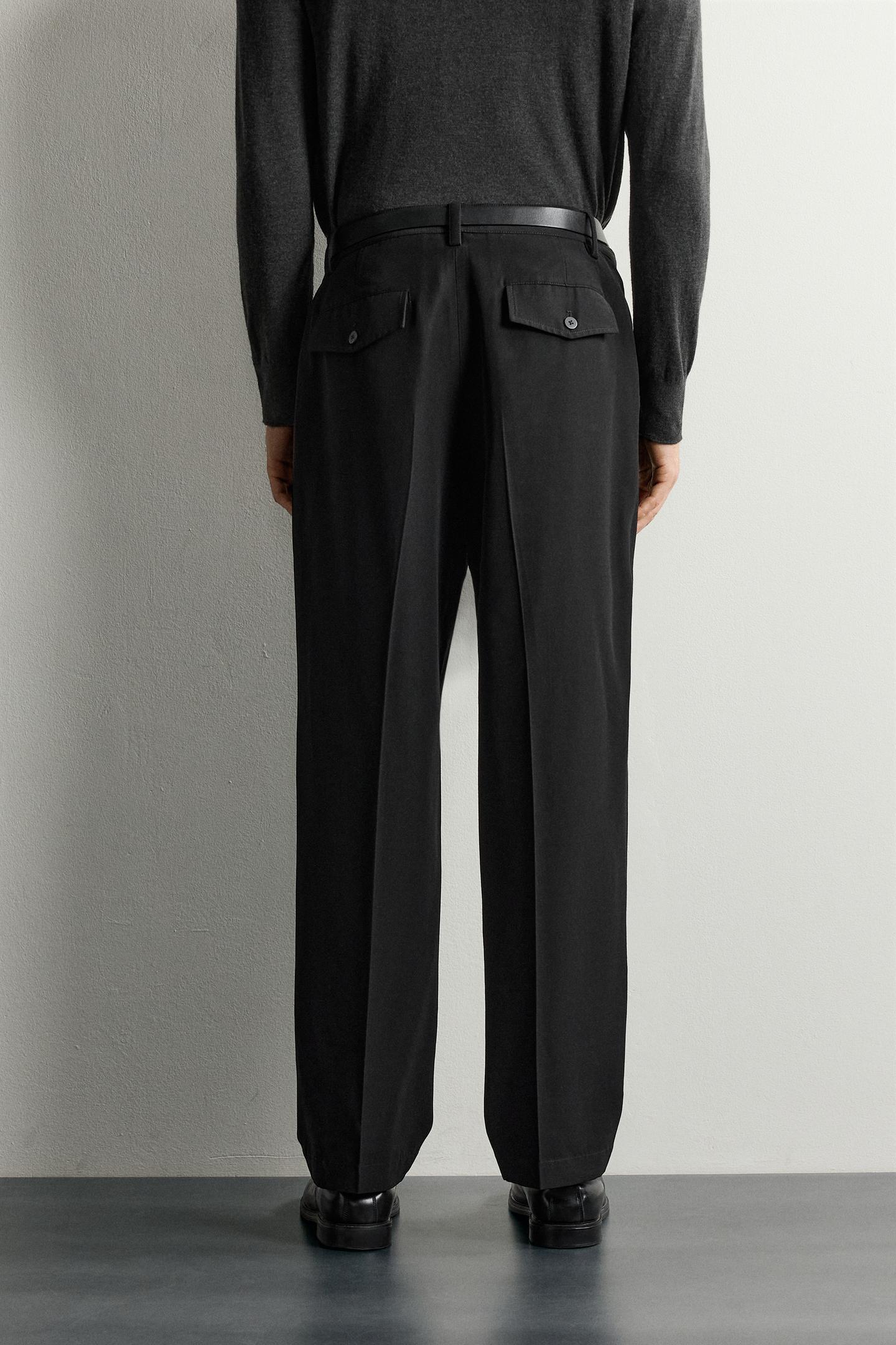 Мужские брюки Zara Straight Fit, цвет: Чёрный — фото 3