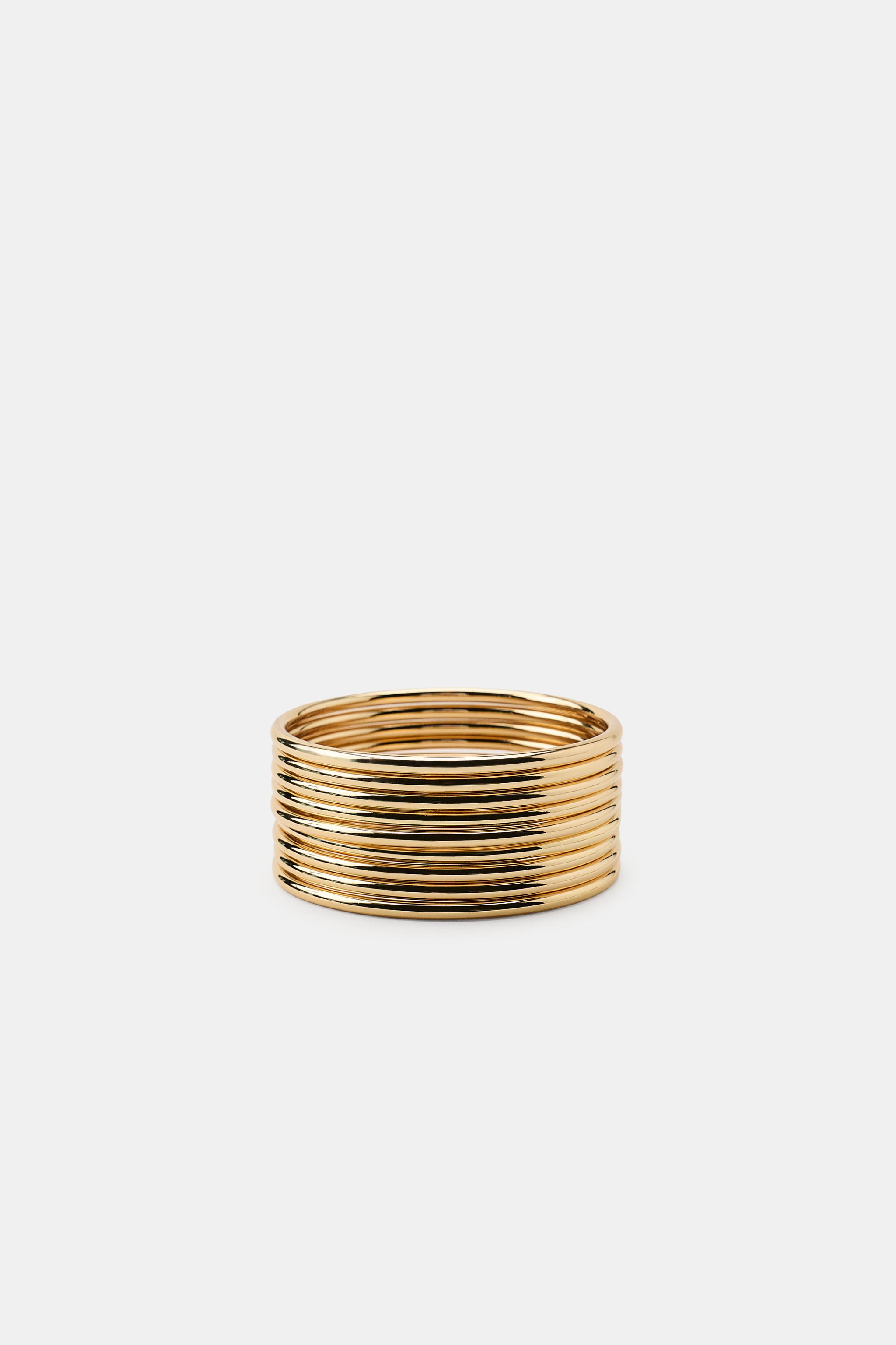 Женские аксессуары Zara PACK OF 9 RIGID METAL BRACELETS — фото 3