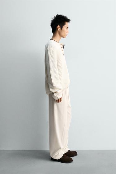 TEXTURED BAKER COLLAR JUMPER - Ecru by Zara - Image 3