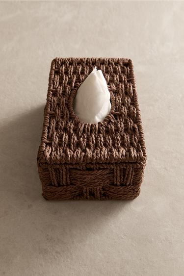BOÎTE À MOUCHOIRS EN PAPIER TRESSÉ - Marron de Zara