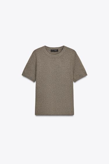 SOFT-TOUCH SHORT SLEEVE KNIT TOP - Taupe grey by Zara - Image 2