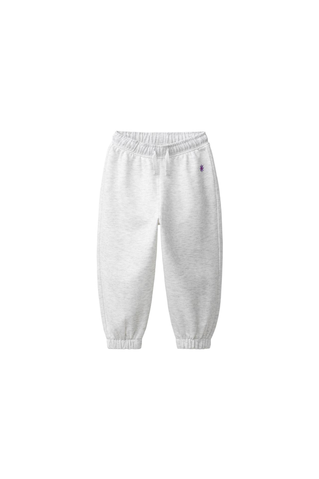 DAISY EMBROIDERED PLUSH PANTS — Gray marl