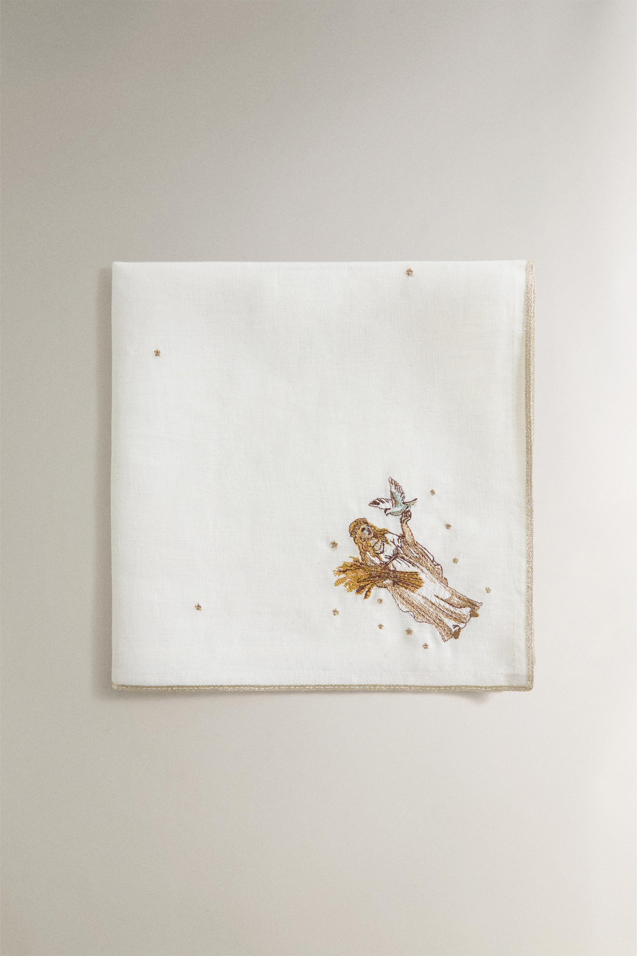 VIRGO EMBROIDERED LINEN NAPKIN | MARISA BERENSON