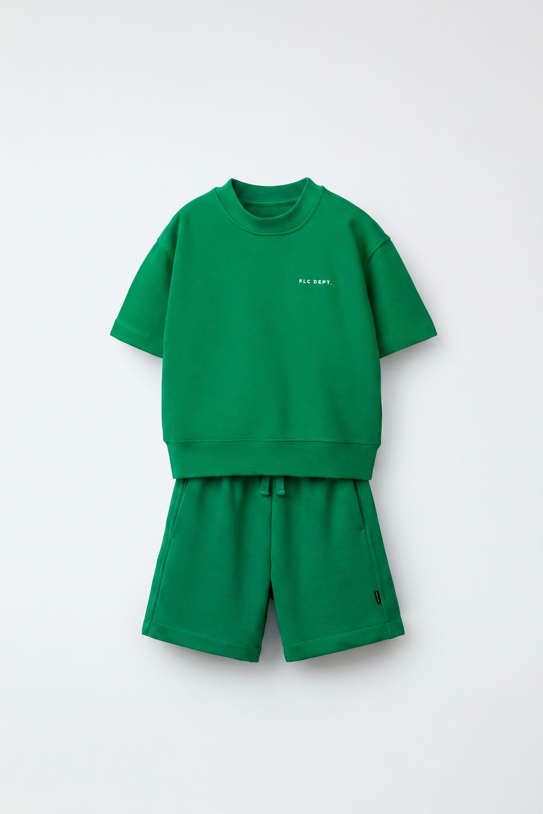 テキスト半袖スウェットシャツ＆バミューダショーツ | ZARA Japan / 日本