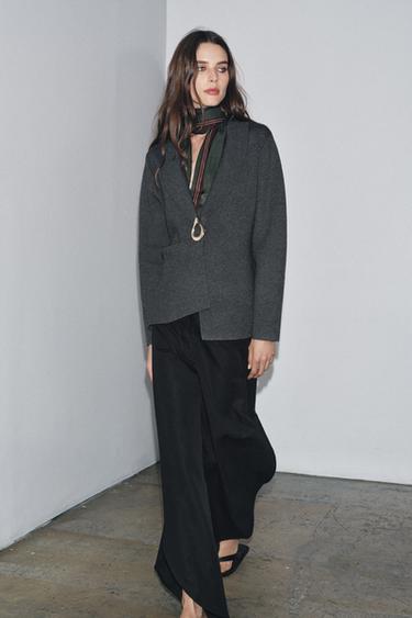 VESTE EN MAILLE FERMOIR - Gris de Zara