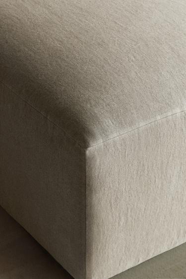 POUFFE WITH REMOVABLE WASHED LINEN COVER - Light beige by Zara - Image 2