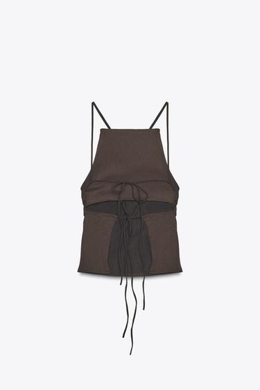 TOP PLIEGUES ESPALDA DESCUBIERTA - Marrón oscuro de Zara