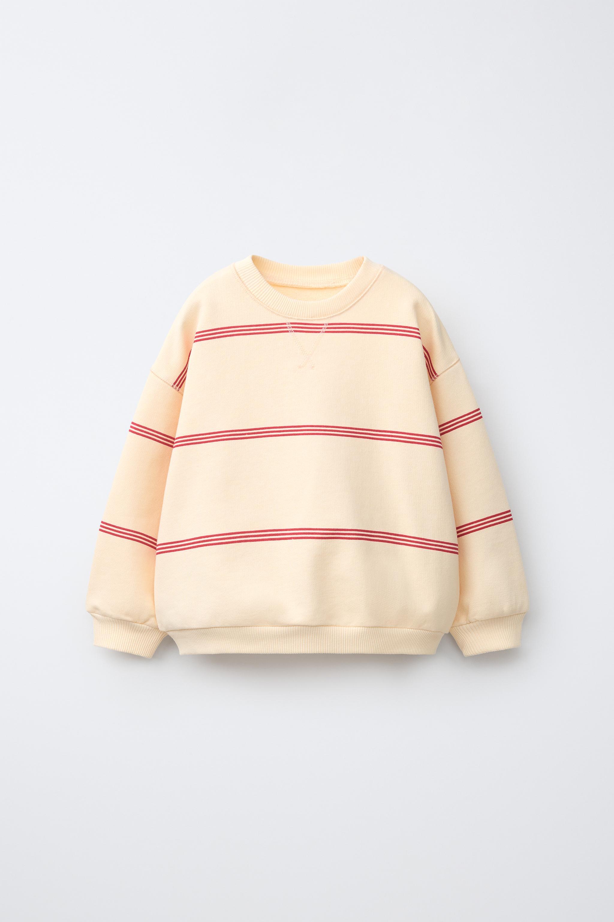 ストライプ柄スウェットシャツ - ホワイト/レッド | ZARA Japan / 日本