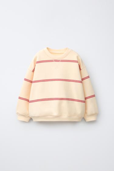 STRIPED SWEATSHIRT - White / Red by Zara