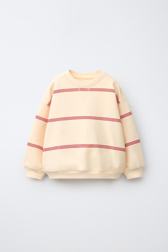 SUDADERA RAYAS - Blanco / Rojo de Zara - Imagen 0