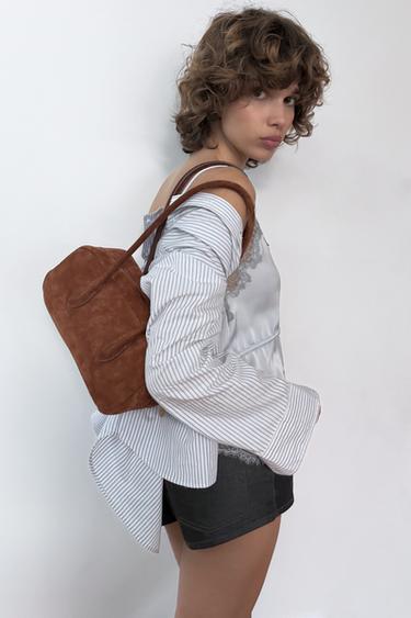 BOLSO DE HOMBRO PIEL - Teja de Zara