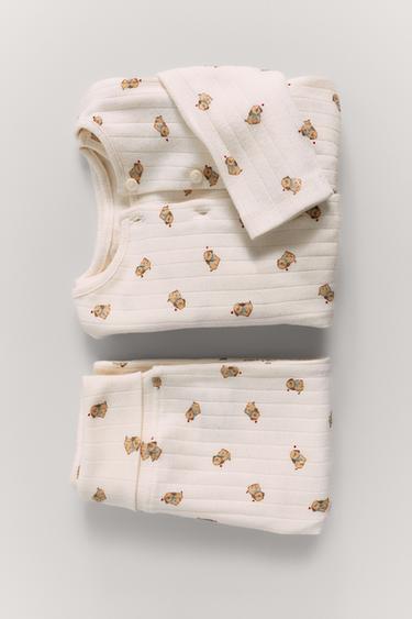 PAKO XHAKETË, TRUPORE DHE STREÇË ME STAMPIM QENUSHËSH - Ngjyrë natyrale nga Zara