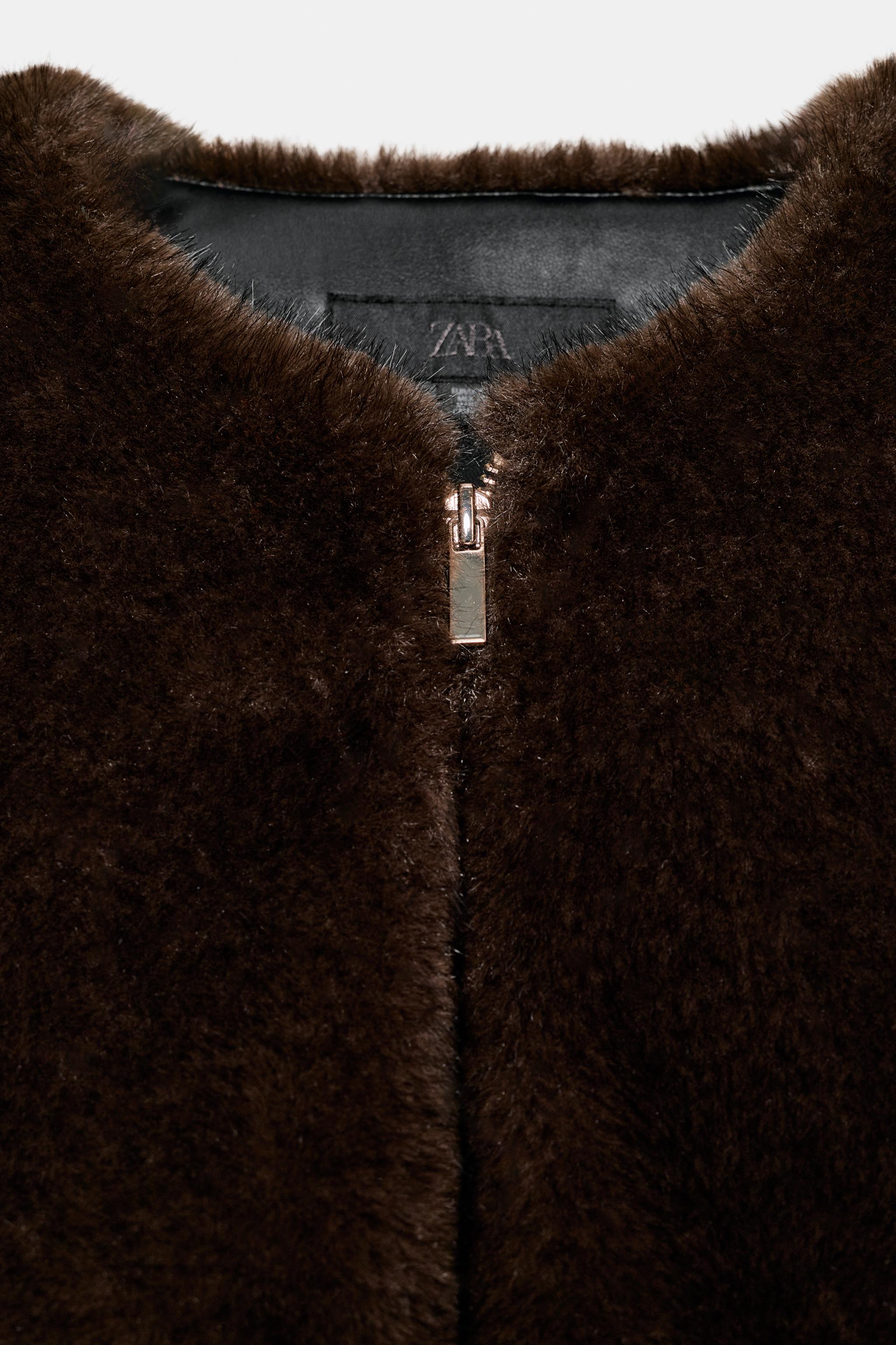 フェイクファーボンバージャケット - ダークブラウン | ZARA Japan / 日本