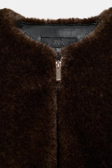 BOMBER EFFET FOURRURE - Marron foncé de Zara - Image 7