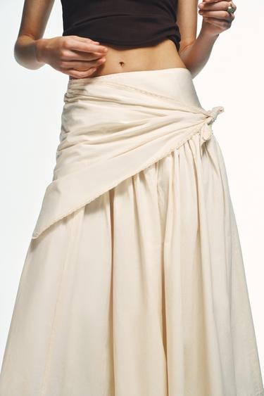 VOLUME SCARF MIDI SKIRT - Ecru by Zara - Image 2