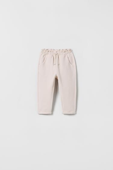 Zara BOW TRIM HAMMER PANTS - Ecru