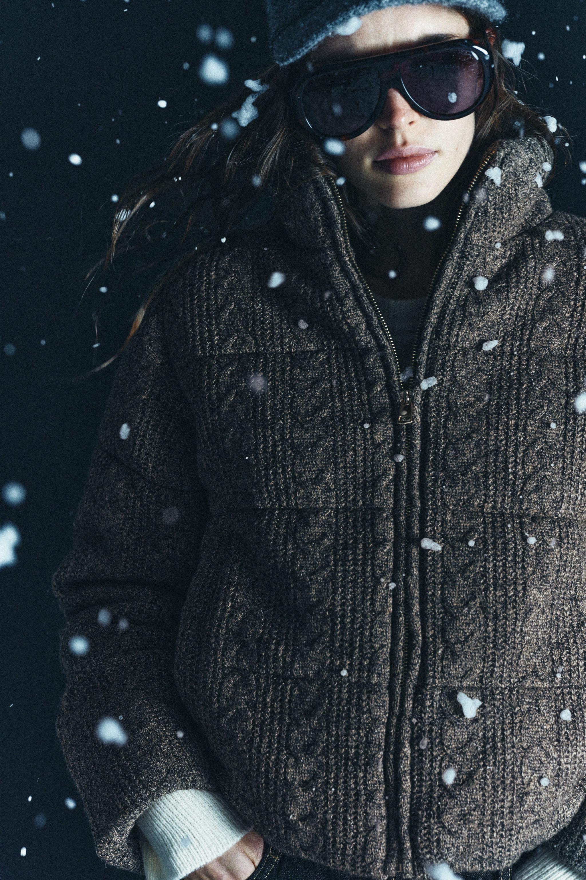 THERMAL INSULATED CABLE KNIT PADDED BOMBER ANORAK