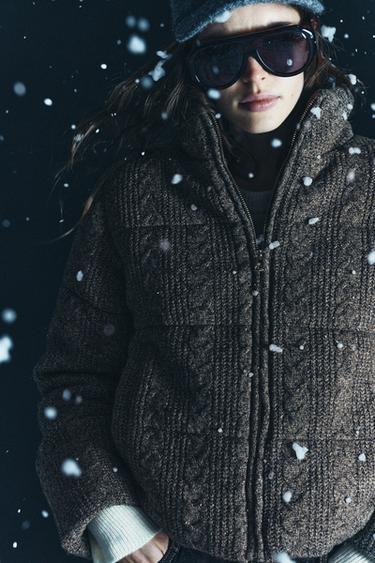 ANORAK BOMBER MATELASSÉ À MAILLE CÔTELÉE AVEC ISOLATION THERMIQUE - Gris de Zara - Image 2