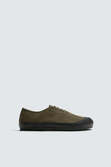 LEATHER LIMITED EDITION TRAINERS - Green by Zara