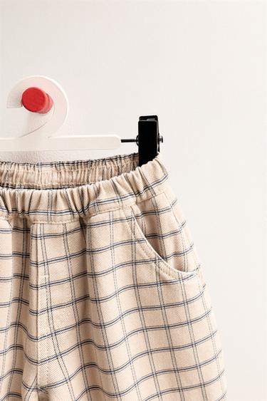 ZARA TIMELESS - PANTALON BAGGY EN SERGÉ À CARREAUX - Écru / Bleu de Zara - Image 2