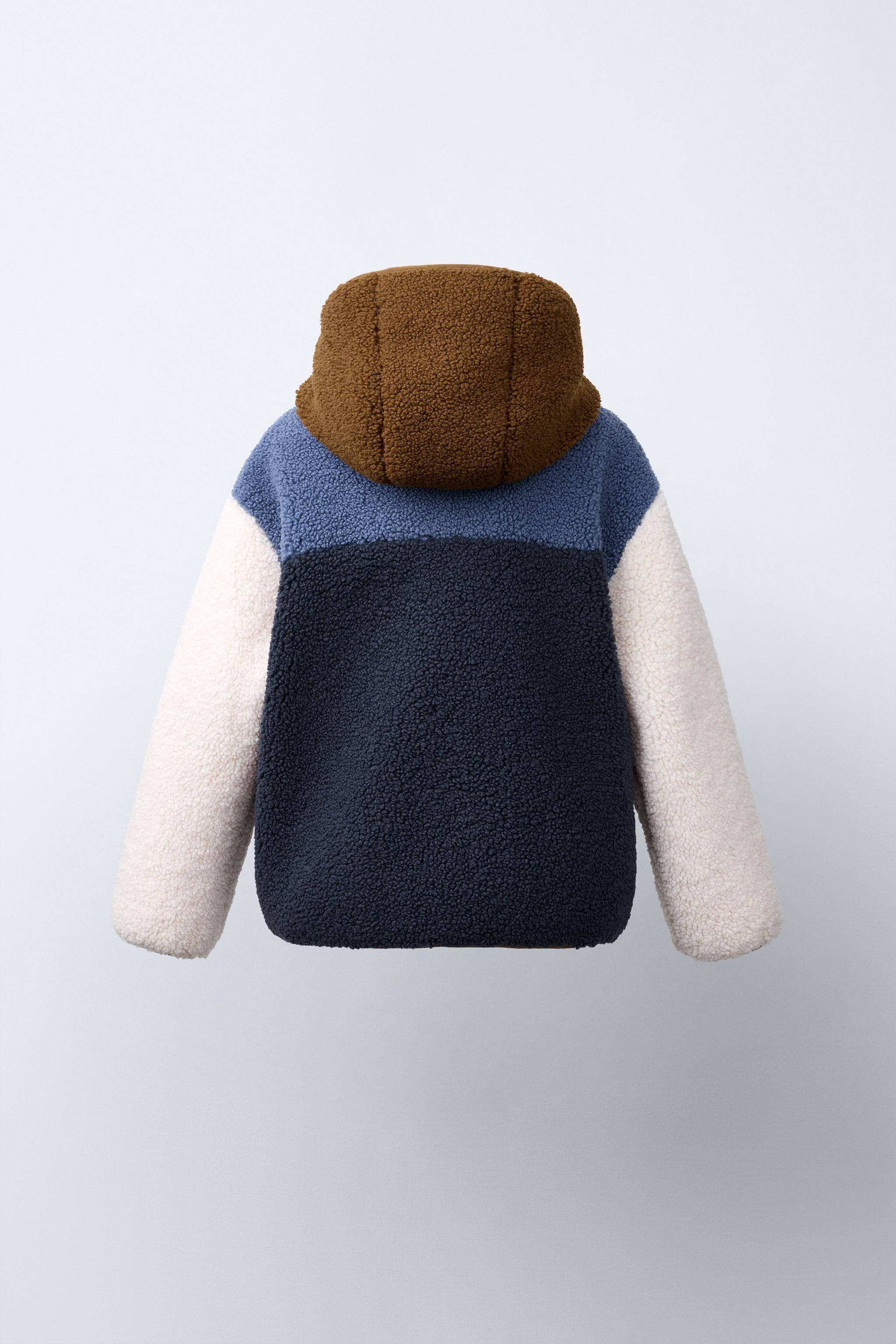 BLOUSON EFFET MOUTON COULEUR BLOCK