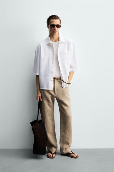 BOXY FIT SHIRT WITH POCKET - White by Zara - Image 0
