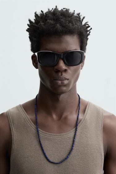 BEADED STONE NECKLACE - Blue / Navy by Zara