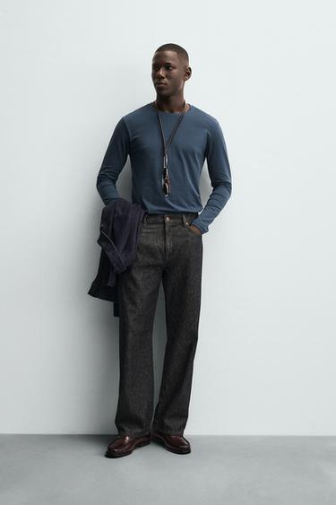 BLUZË SLIM FIT BAZIKE - E kaltër rose nga Zara