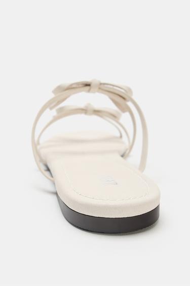 LEATHER BOW SANDALS - white by Zara - Image 5