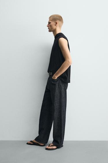 RELAXED FIT TANK TOP WITH CHECK GRAPHIC - Black by Zara - Image 3